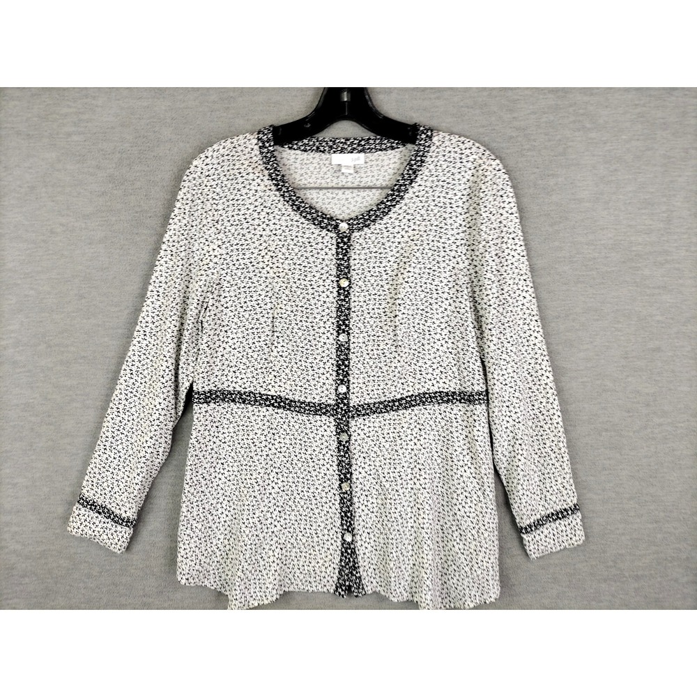 J Jill Womens Shirt S Petite White Ditsy Floral Capsule Cottage Core Prairie